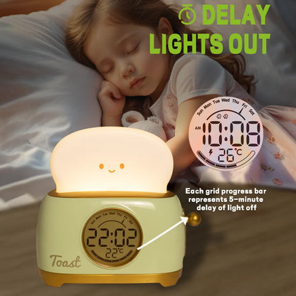 Kid Alarm Clock  Night Light Bread Slice