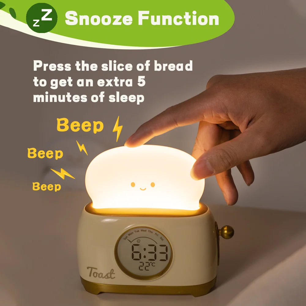 Kid Alarm Clock  Night Light Bread Slice